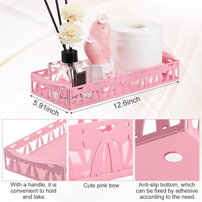 Pink Bow Toilet Paper Basket Toilet Tank Paper Holder with Handle