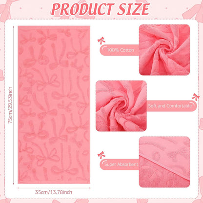 3 Pcs Pink Bow Hand Towels for Bathroom Pink Bow Bath Towels Set 100% Cotton Jacquard Absorbent Lightweight Soft Decorative Gift for Kitchen Bathroom Decor 13.8 x 29.5 Inch