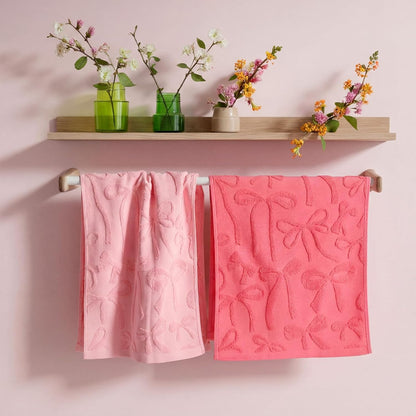 3 Pcs Pink Bow Hand Towels for Bathroom Pink Bow Bath Towels Set 100% Cotton Jacquard Absorbent Lightweight Soft Decorative Gift for Kitchen Bathroom Decor 13.8 x 29.5 Inch