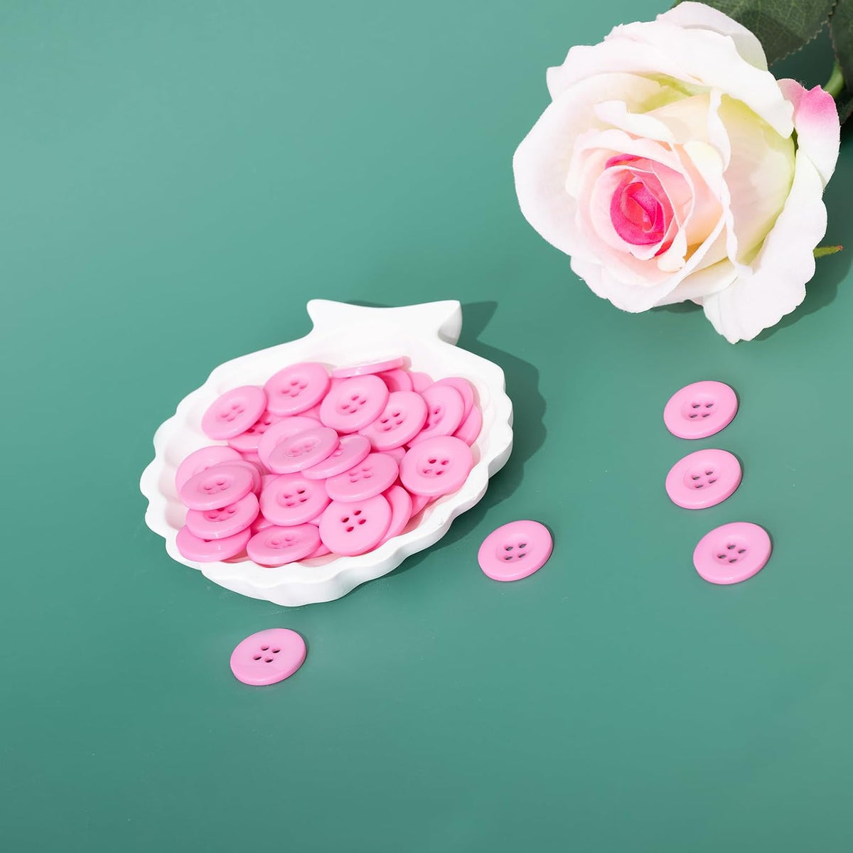 80PCS 3/4In Pink Buttons for Crafts,Sewing Clothes DIY