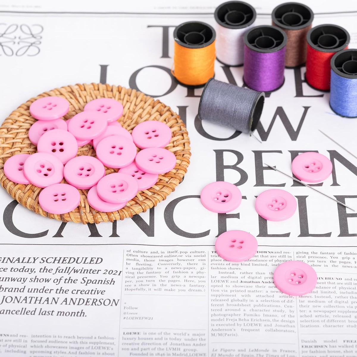 80PCS 3/4In Pink Buttons for Crafts,Sewing Clothes DIY