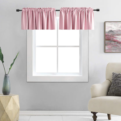 2 Panels Pink Blackout Valances for Nursery Window Valances for Girls Room with Rod Pocket (42 by 12 Inch Length)