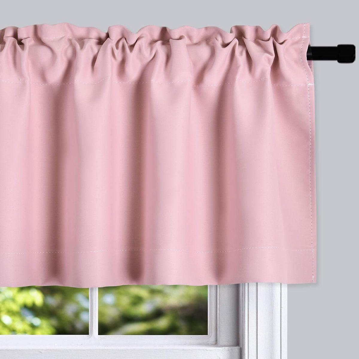 2 Panels Pink Blackout Valances for Nursery Window Valances for Girls Room with Rod Pocket (42 by 12 Inch Length)