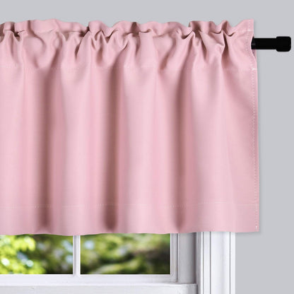 2 Panels Pink Blackout Valances for Nursery Window Valances for Girls Room with Rod Pocket (42 by 12 Inch Length)