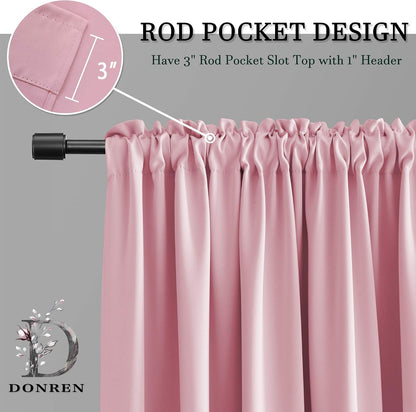 2 Panels Pink Blackout Valances for Nursery Window Valances for Girls Room with Rod Pocket (42 by 12 Inch Length)