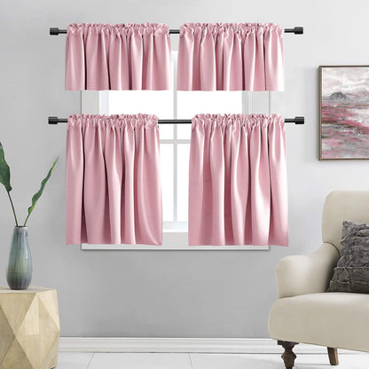 2 Panels Pink Blackout Valances for Nursery Window Valances for Girls Room with Rod Pocket (42 by 12 Inch Length)