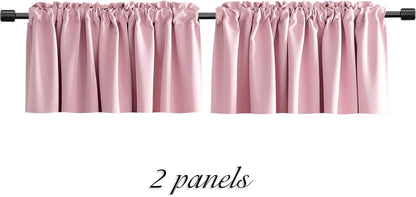2 Panels Pink Blackout Valances for Nursery Window Valances for Girls Room with Rod Pocket (42 by 12 Inch Length)