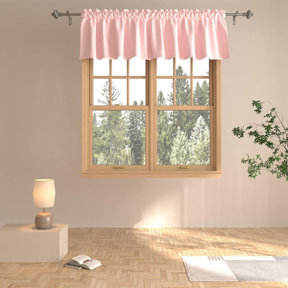 Pink Valance Small Curtain 16 inches Long Kitchen Window Curtains Over Sink Girls Room Living Room Darkening Rod Pocket Triple Weave Short Little Mini Window Curtain Topper Bedroom Bathroom 1 Panel