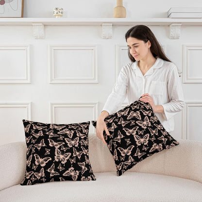 Girls Butterfly Throw Pillow Covers Set of 2 22"x 22" Kids Light Pink Cushion Case for Sofa Couch Bed Chair Car, Beautiful Butterflies Pattern Decor Pillowcase Room Decor