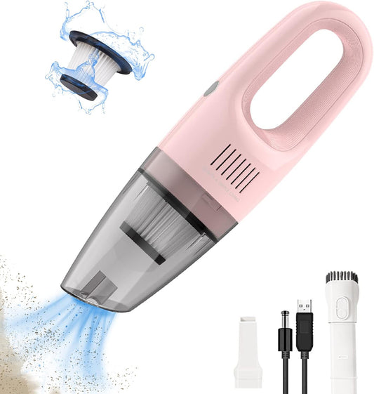 Pink Cordless Portable Car Vacuum Cleaner, High Power Handheld Vacuum