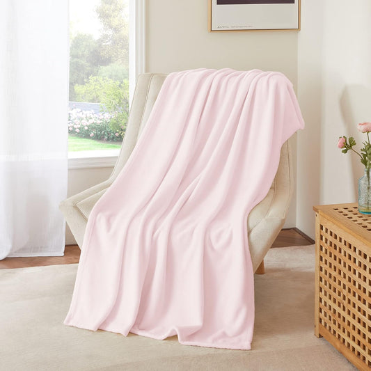 Pink Fleece Throw Blanket for Couch Sofa, Soft Fuzzy Plush Kids Luxury Flannel Lap Blanket, Super Cozy and Comfy for Fall Winter (Pink, 50" x 60")