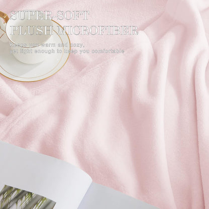 Pink Fleece Throw Blanket for Couch Sofa, Soft Fuzzy Plush Kids Luxury Flannel Lap Blanket, Super Cozy and Comfy for Fall Winter (Pink, 50" x 60")