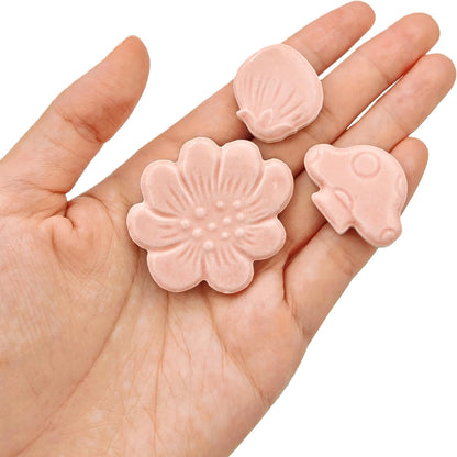 500g/1.1lb Ceramic Mosaic Tiles Mixed Shapes of Flowers, Berries, Mushrooms for Home Decoration or DIY Crafts,Mosaic Puzzle or Mosaic Making Supplies. (Pink)