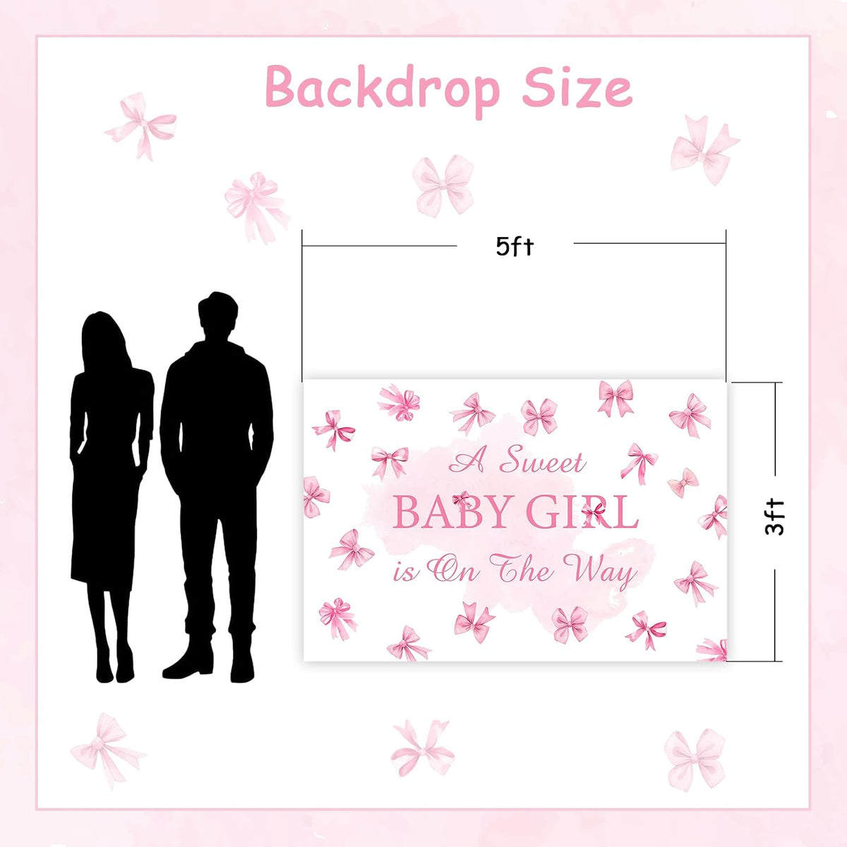 A Sweet Baby Girl is On The Way Backdrop Pink Bow Girls Baby Shower Decoration Baby Shower Bow Theme Girl Background It's A Girl Party Banner Gender Reveal Photo Booth Props Supplies