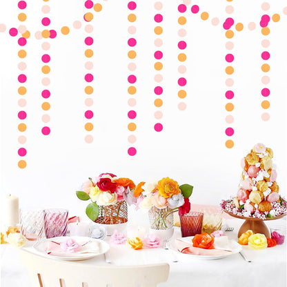 Hot-Pink Burnt-Orange Fall Party-Decorations Garland - 64Ft Birthday Baby Shower Paper Streamers Banner,Sunset Autumn Thanksgiving Bridal Wedding Graduation Backdrop Decor