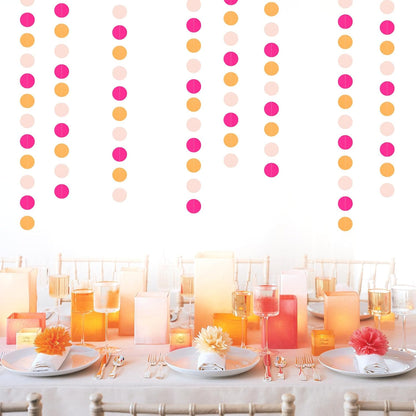 Hot-Pink Burnt-Orange Fall Party-Decorations Garland - 64Ft Birthday Baby Shower Paper Streamers Banner,Sunset Autumn Thanksgiving Bridal Wedding Graduation Backdrop Decor