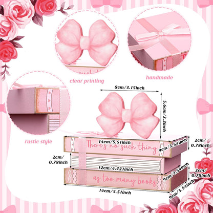 Pink Bow Coquette Mini Bathroom Room Sign Decor Wooden Bedroom Shelf Decor Mini Preppy Farmhouse Tiered Tray Ornament Reversible Book Rome Shelf Signs for Toilet Home Wall
