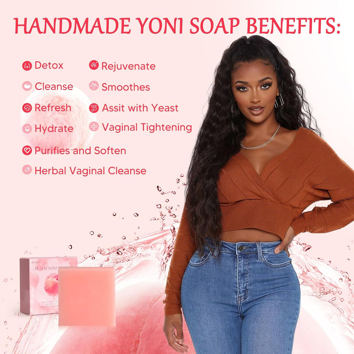 2 PCS Yoni Soap Bars for Women, Natural Yoni Bar pH Balance & Intimate Care