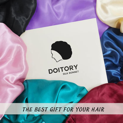 Satin Silk Bonnet for Hair, Double Layer Sleep Cap for Men & Women