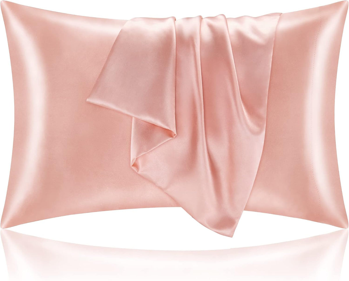 Satin Pillowcases, Standard Size 20x26 Inch, Coral, Set of 2