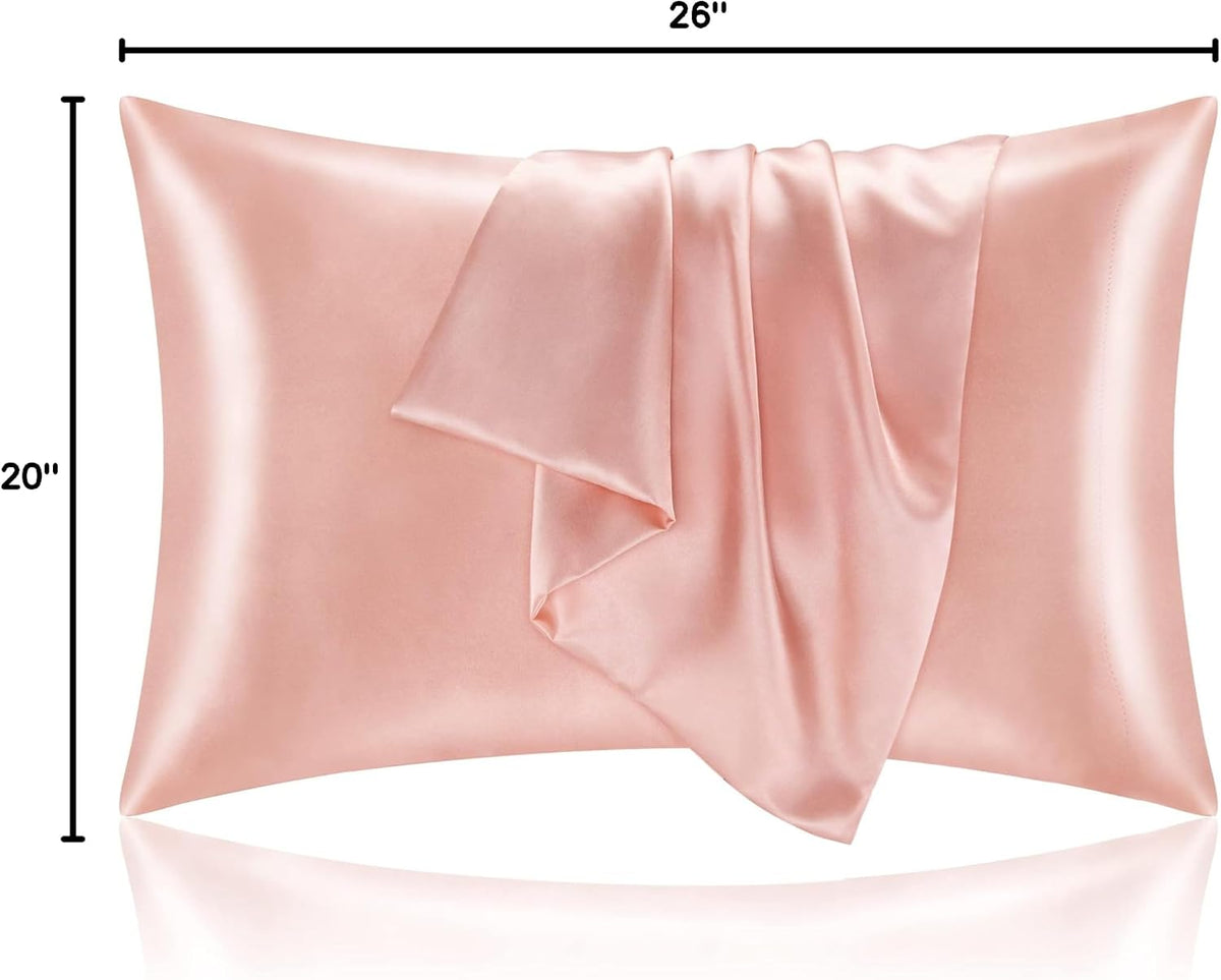 Satin Pillowcases, Standard Size 20x26 Inch, Coral, Set of 2