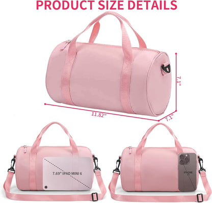 Ballet Dance Bag Mini Gym Bag Lightweight Small Duffle Bag 10L Cute Crossbody Bag for Yoga Swimming Sport (Pink)