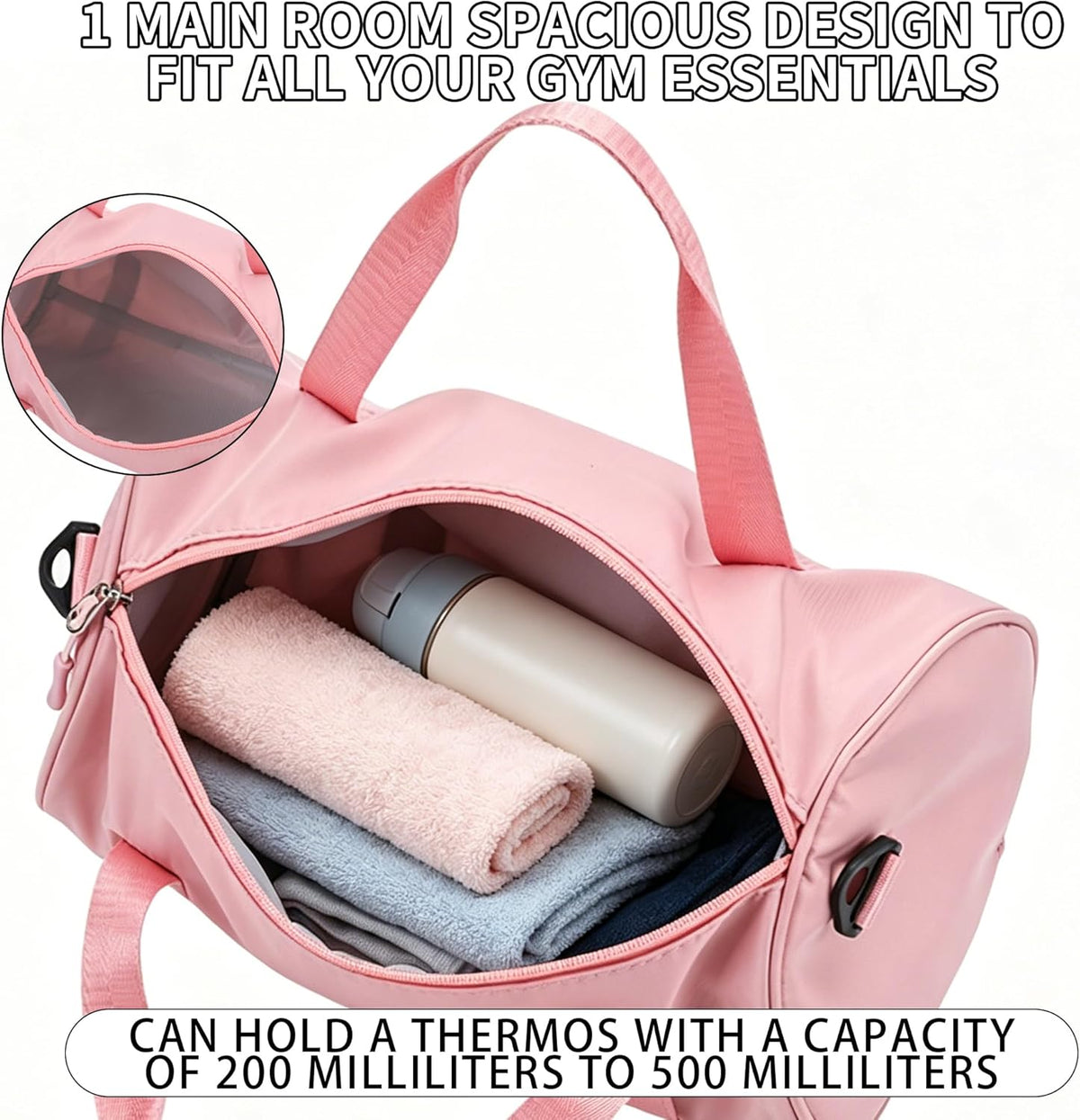 Ballet Dance Bag Mini Gym Bag Lightweight Small Duffle Bag 10L Cute Crossbody Bag for Yoga Swimming Sport (Pink)