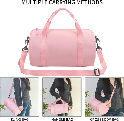 Ballet Dance Bag Mini Gym Bag Lightweight Small Duffle Bag 10L Cute Crossbody Bag for Yoga Swimming Sport (Pink)