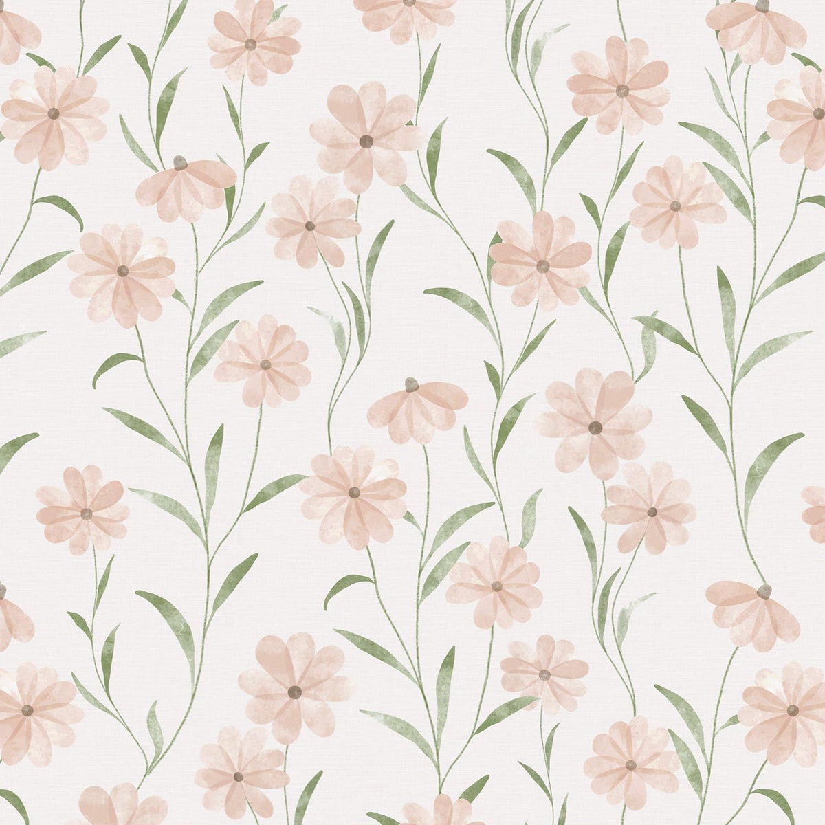 Pink Floral Wallpaper Peel and Stick Daisy Wallpaper Textured Boho Contact Paper Removable Vintage Stick on Self Adhesive for Bedroom Bathroom Cabinets, Pink Green, 17.3 x 118 inch