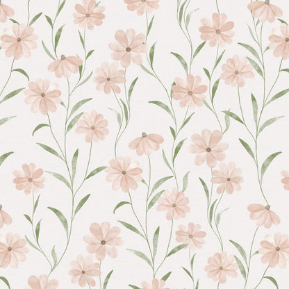 Pink Floral Wallpaper Peel and Stick Daisy Wallpaper Textured Boho Contact Paper Removable Vintage Stick on Self Adhesive for Bedroom Bathroom Cabinets, Pink Green, 17.3 x 118 inch