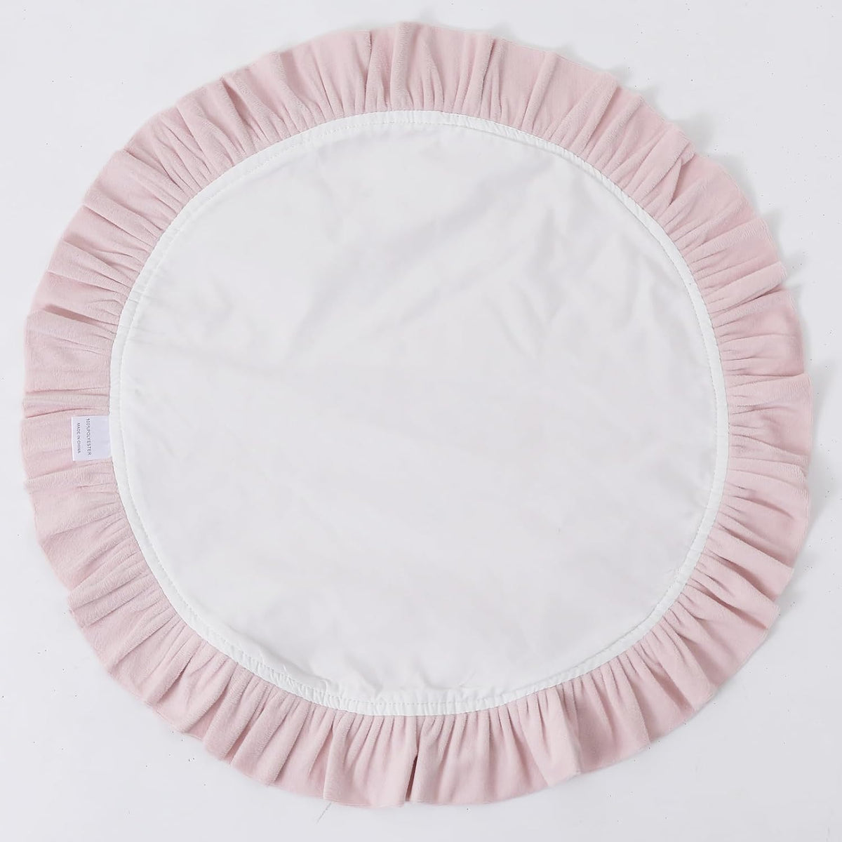 15 Inch Velvet Round Placemat with Ruffle for Dining Table Outdoor Placemats Non-Slip Washable for Gathering, Occasional Decoration and Family Parties Celebrations Set of 4, Pink