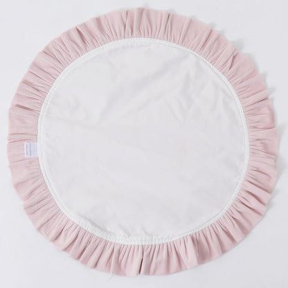 15 Inch Velvet Round Placemat with Ruffle for Dining Table Outdoor Placemats Non-Slip Washable for Gathering, Occasional Decoration and Family Parties Celebrations Set of 4, Pink
