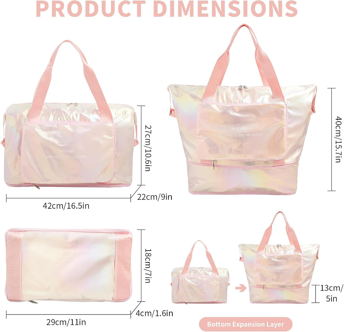 IwIeIaIrI Weekender Overnight Bags for Women Men-Pink