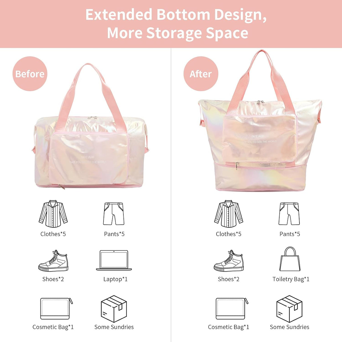 IwIeIaIrI Weekender Overnight Bags for Women Men-Pink