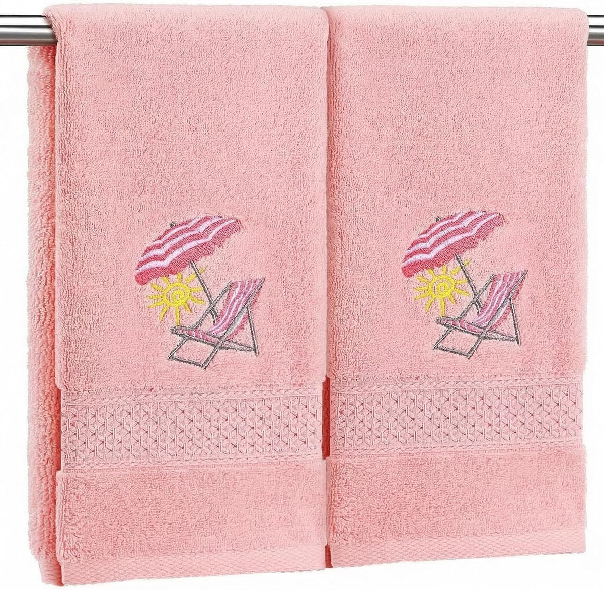 2 Pcs Beach Chair Hand Towels Pink Bathroom Decor 14x29 Inch