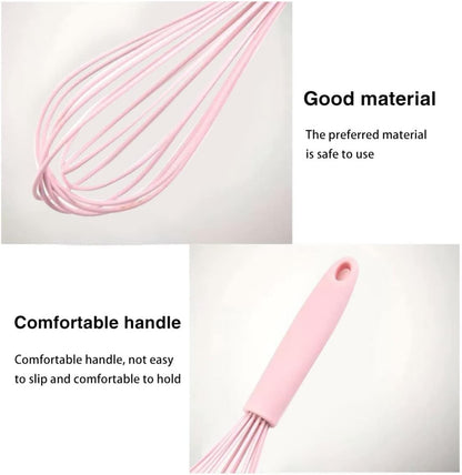 Silicone Whisk for Cooking and Baking, 10in Pink pink color
