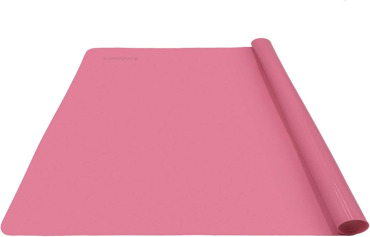 24 X 20inch X-Large Reusable Silicone Table Mat Child Kids Dinner Placemat Desk Countertop Waterproof Protector Heat Insulation Kitchen Pastry Rolling Dough Pad Tool (Pink)