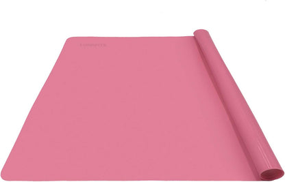 24 X 20inch X-Large Reusable Silicone Table Mat Child Kids Dinner Placemat Desk Countertop Waterproof Protector Heat Insulation Kitchen Pastry Rolling Dough Pad Tool (Pink)