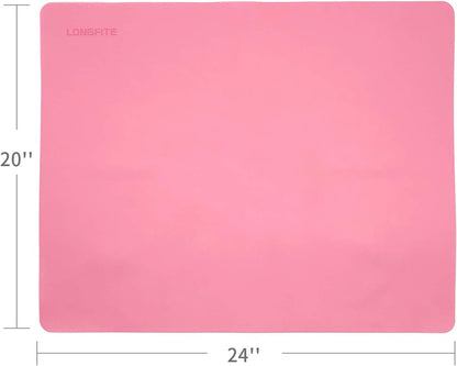 24 X 20inch X-Large Reusable Silicone Table Mat Child Kids Dinner Placemat Desk Countertop Waterproof Protector Heat Insulation Kitchen Pastry Rolling Dough Pad Tool (Pink)