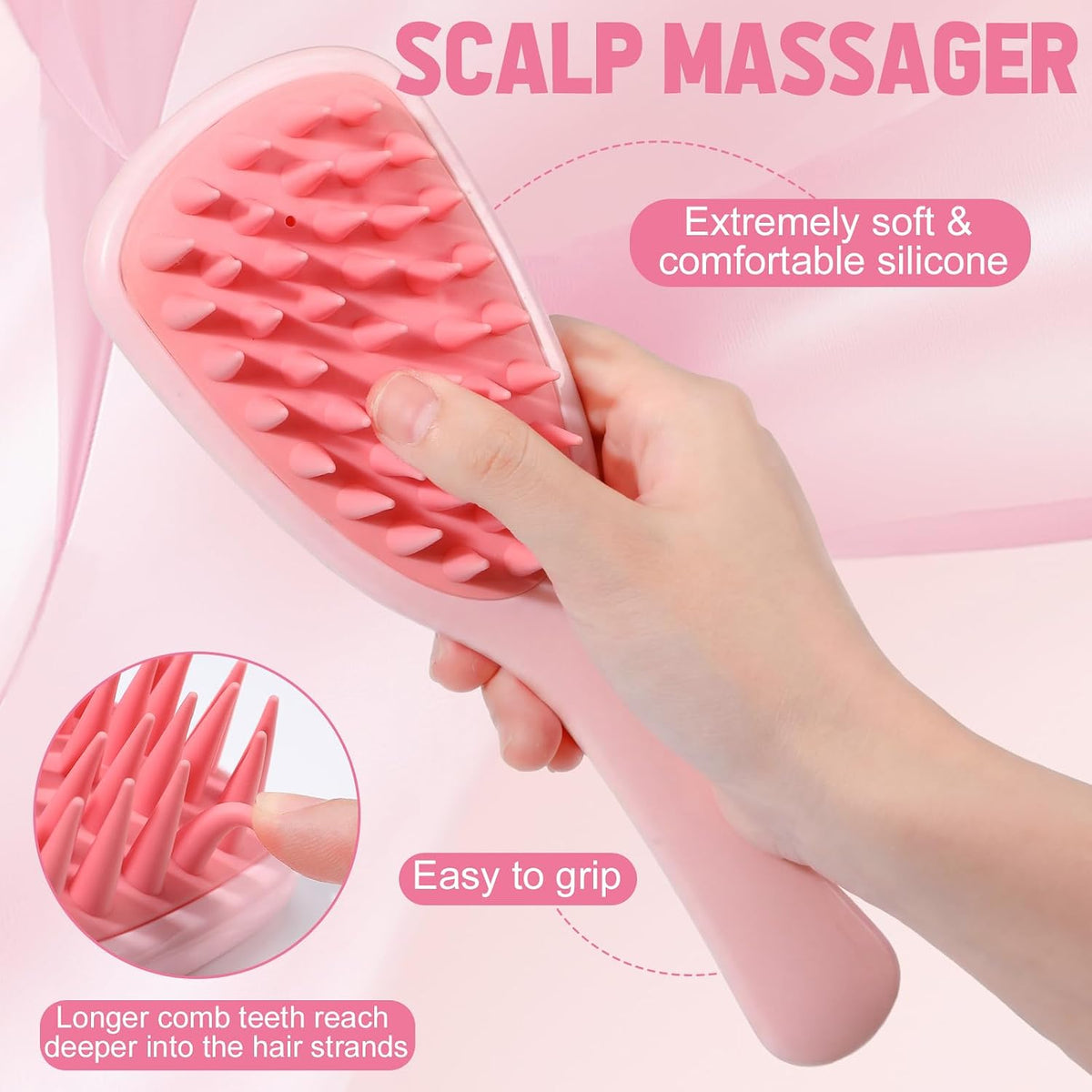 16 Pcs Pink Hair Brush Set for Women Girls - Scalp Scrubber with Handle, Detangle Hair Brush, Spray Bottle, Edge Bristles Wide Tooth Brushes Rat Tail Comb for Travel Home Use Hair Stuff