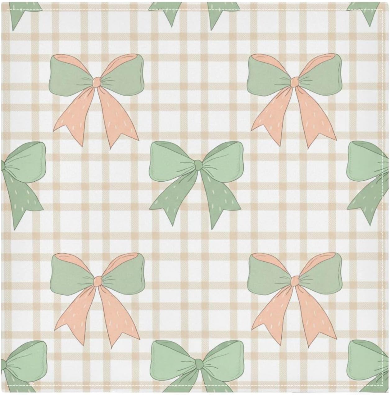 Green Peach Bows Cloth Napkins Set of 6 Washable Dinner Napkin 20x20 Inch Reusable Table Napkins for Home Decor Wedding Fall Dining Table Party