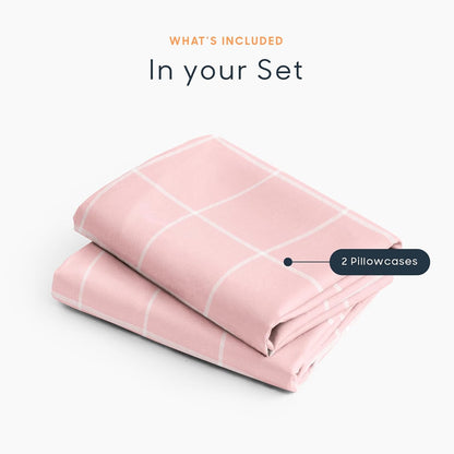 Checkered Pillow Cases, Preppy Grid Geometric Plaid Modern Pattern Printed, Set of 2 Soft Pillowcases Pillow Shams Covers, Pink, Standard Size 20x26 Inches