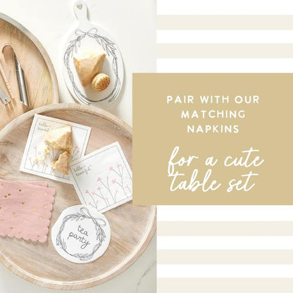 Valentine's Day Party Cocktail Napkins Scalloped Disposable Paper Napkins, 20-Count, Gold Hearts/Blush Pink