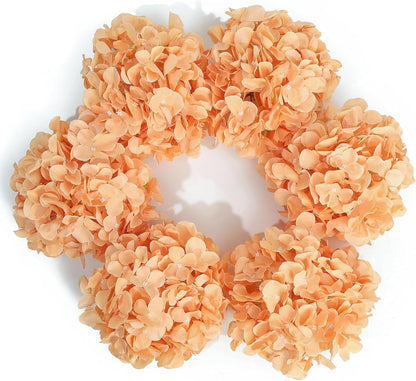 8.7" Silk Hydrangea Flower Heads with Stems, Peach Fuzz