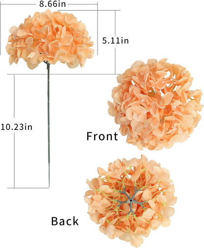 8.7" Silk Hydrangea Flower Heads with Stems, Peach Fuzz
