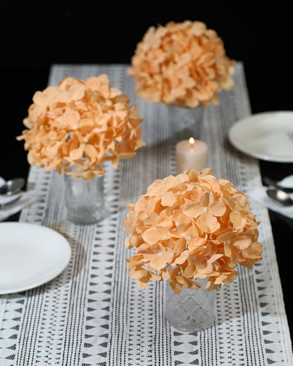 8.7" Silk Hydrangea Flower Heads with Stems, Peach Fuzz
