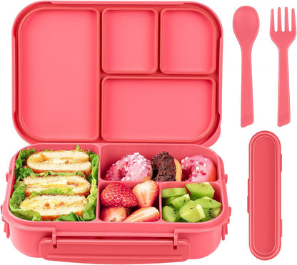 Lunch Box Kids,Bento Box Adult,Leakproof Lunch Containers for Adults/Kids/Toddler,1200ML-4 Compartments bento Lunch box with Utensil,Microwave & Dishwasher & Freezer Safe (Pink Berry)