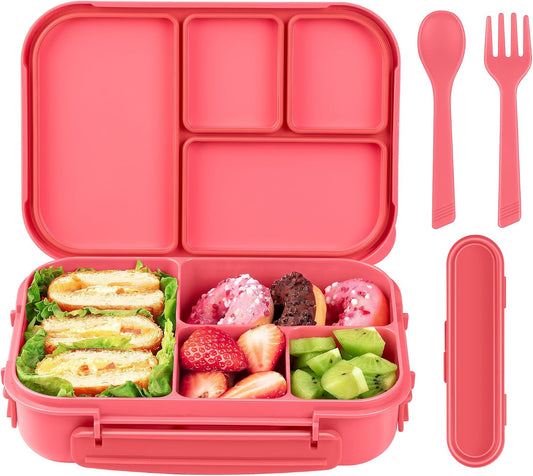 Lunch Box Kids,Bento Box Adult,Leakproof Lunch Containers for Adults/Kids/Toddler,1200ML-4 Compartments bento Lunch box with Utensil,Microwave & Dishwasher & Freezer Safe (Pink Berry)