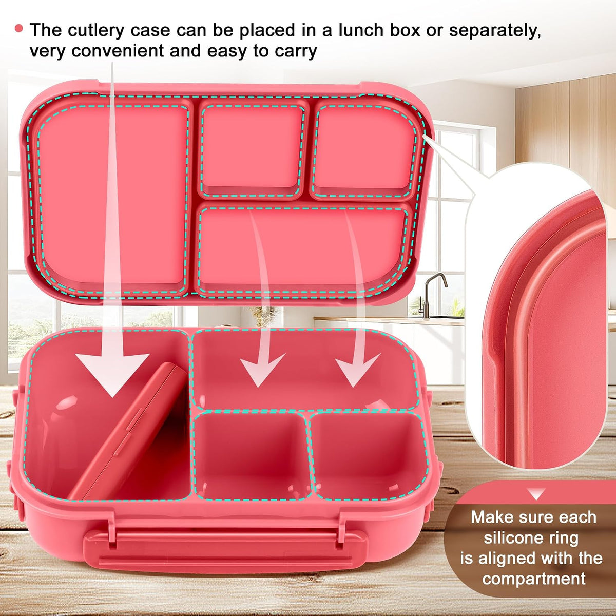Lunch Box Kids,Bento Box Adult,Leakproof Lunch Containers for Adults/Kids/Toddler,1200ML-4 Compartments bento Lunch box with Utensil,Microwave & Dishwasher & Freezer Safe (Pink Berry)