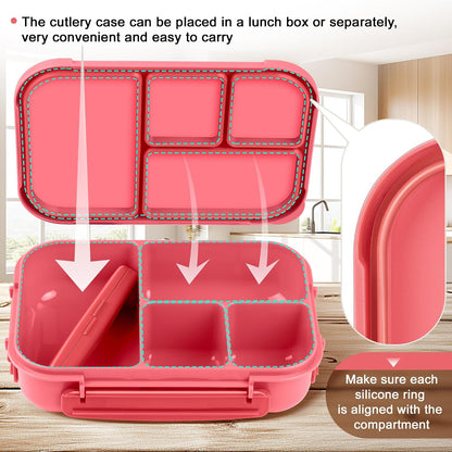 Lunch Box Kids,Bento Box Adult,Leakproof Lunch Containers for Adults/Kids/Toddler,1200ML-4 Compartments bento Lunch box with Utensil,Microwave & Dishwasher & Freezer Safe (Pink Berry)